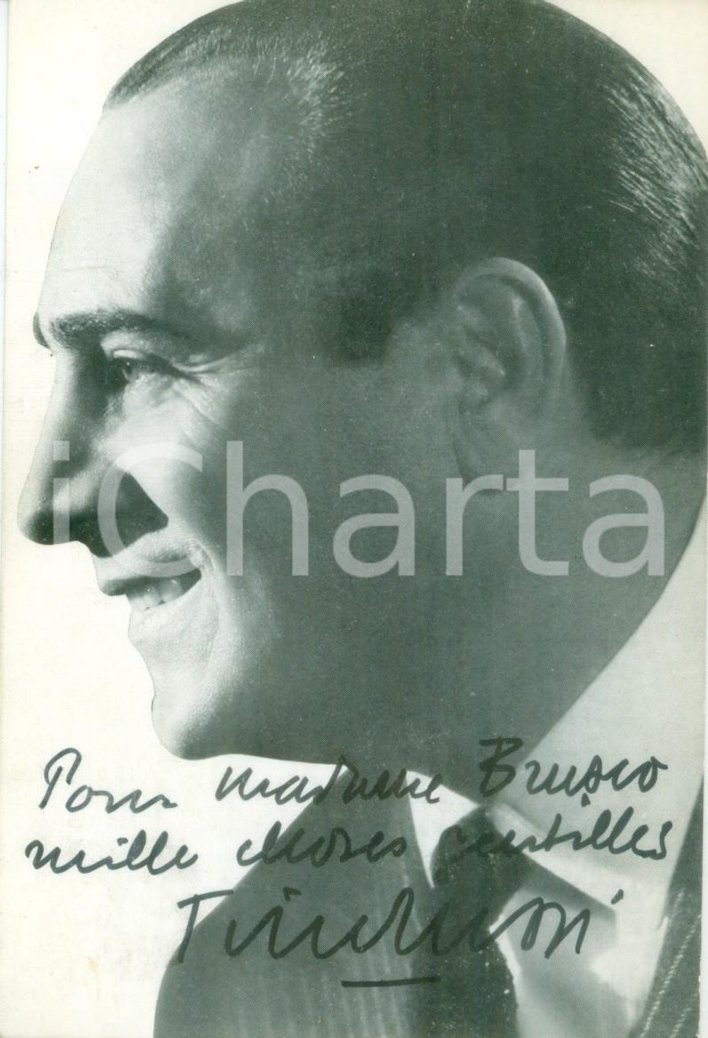Autografo originale 1964 MUSICA Cantante Tino ROSSI Foto seriale PathÃ© MARCONI con dedica AUTOGRAFA 1