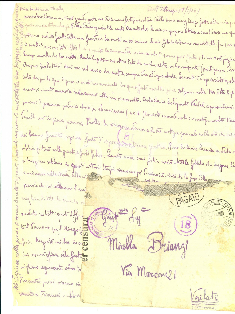 Autografo originale 1944 TORINO Ora ho lasciato il Panaro per l Olimpo Autografo Pietro RIGOLA 1