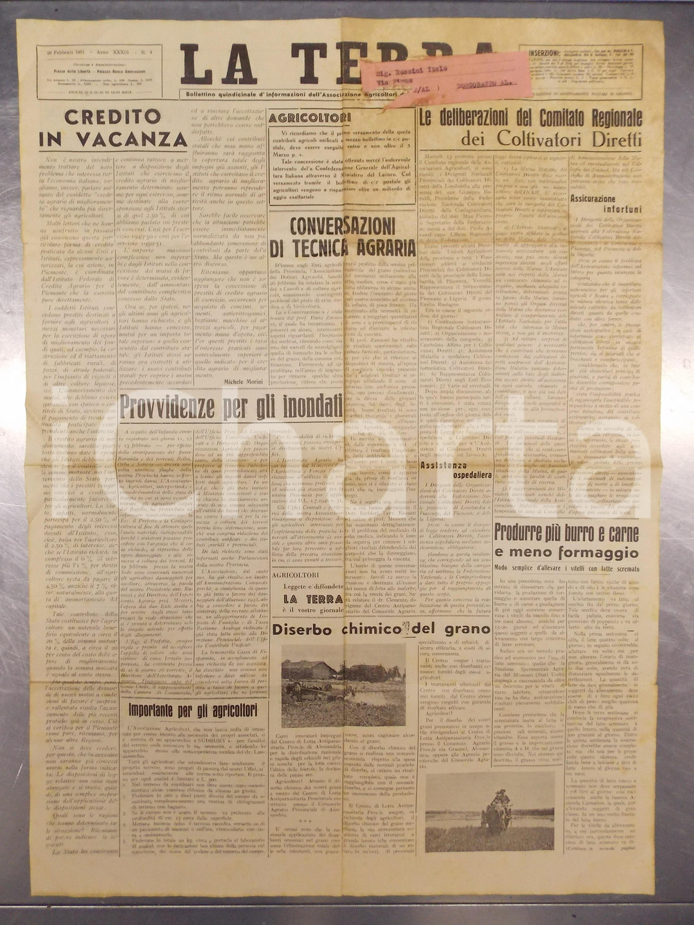 Giornale, rivista storica 1951 ALESSANDRIA LA TERRA Pro inondati della Bormida Rivista anno XXXIII nÂ° 4 1