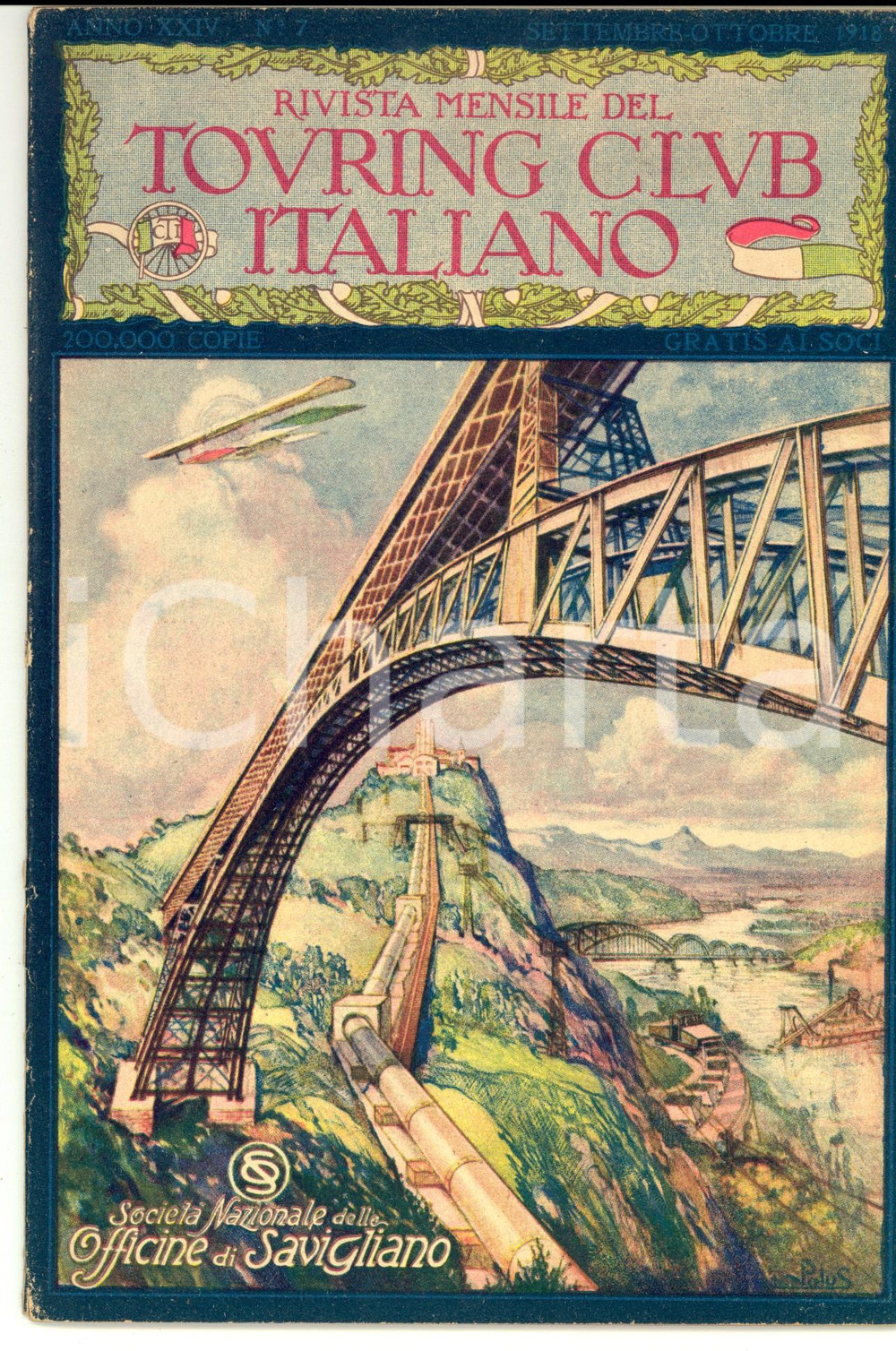 Giornale, rivista storica 1918 TOURING CLUB ITALIANO In memoria del sen. Luigi Majoni d Intignano nÂ° 7 1