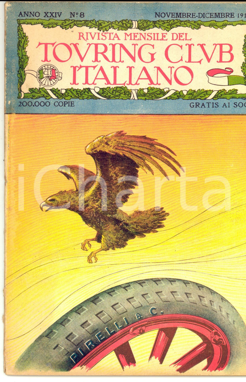 Giornale, rivista storica 1918 TOURING CLUB ITALIANO L Italia nei suoi confini sacri Anno XXIV nÂ° 8 1