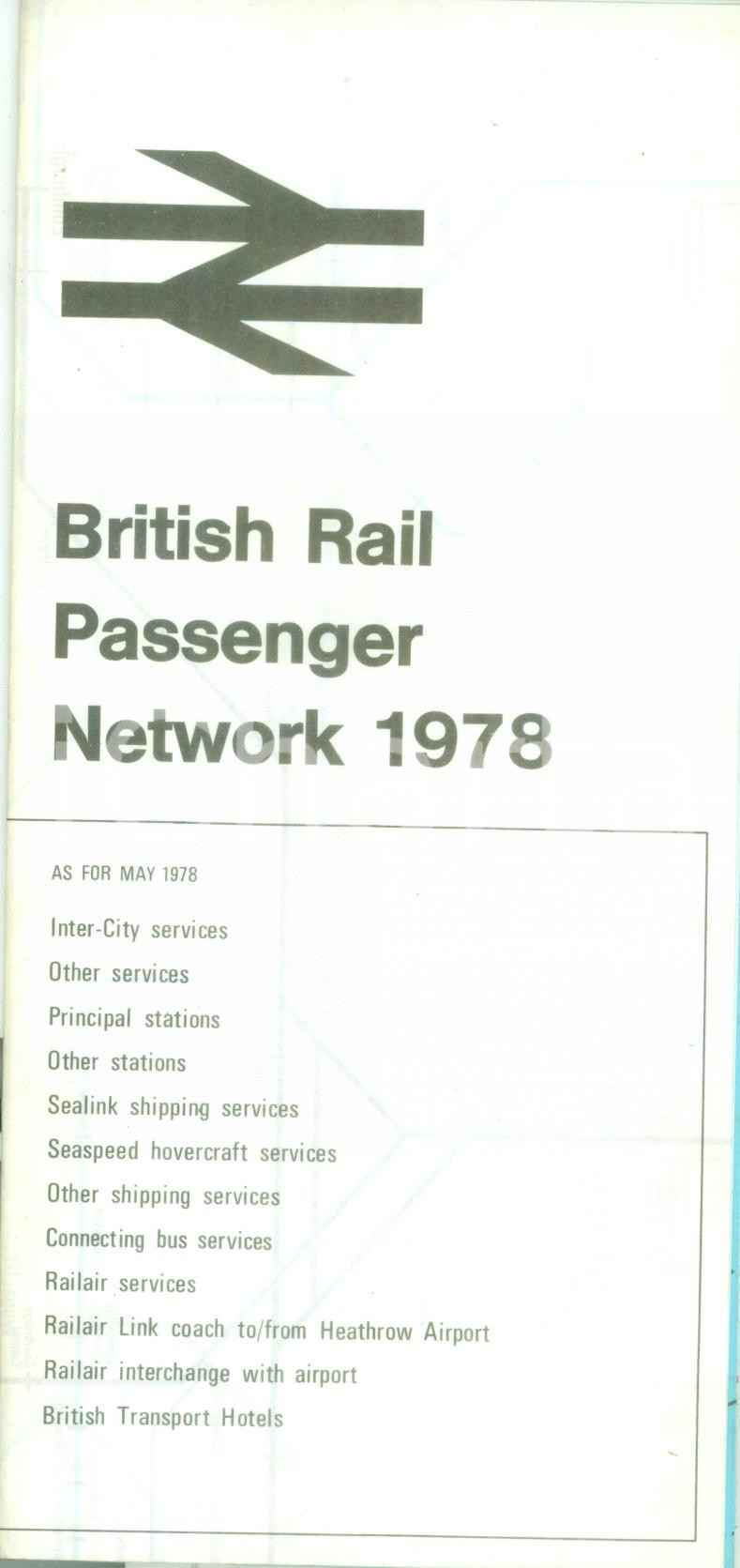 Mappa, planimetria storica 1978 BRITISH RAIL Passenger Network Mappa linee ferroviarie inglesi 1