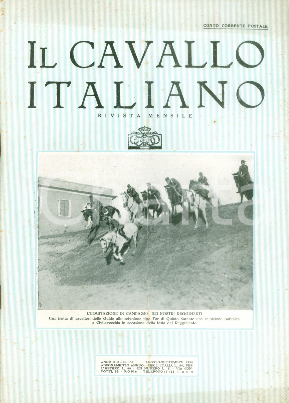 Giornale, rivista storica 1935 IL CAVALLO ITALIANO Rivista FISE Equitazione di campagna nei Reggimenti 1