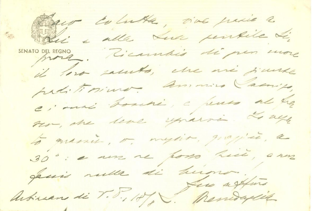 Autografo originale 1946 ROMA Senatore Luigi MESSEDAGLIA ammira boschi LASNIGO Cartolina AUTOGRAFA 1