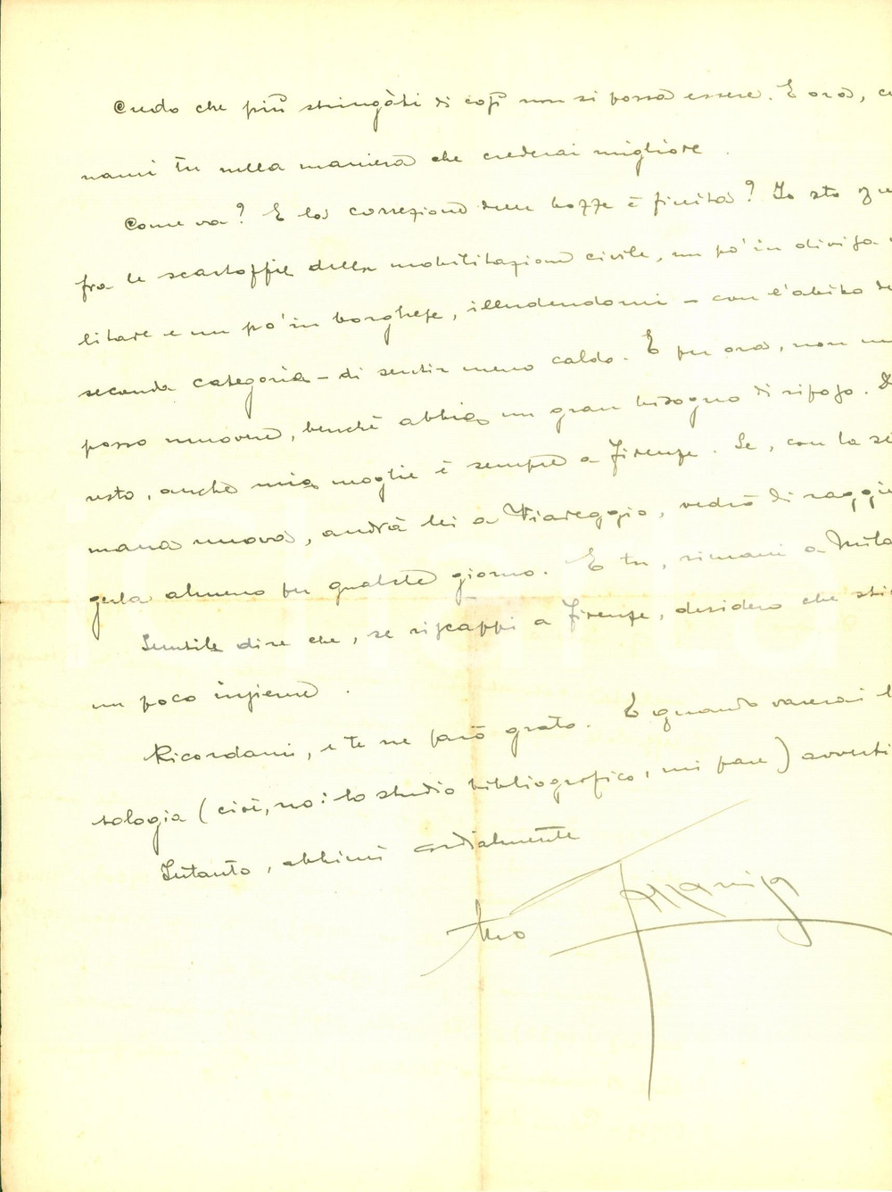 Autografo originale 1940 FIRENZE Scrittore Rodolfo GAZZANIGA invia elenco di opere AUTOGRAFO 1