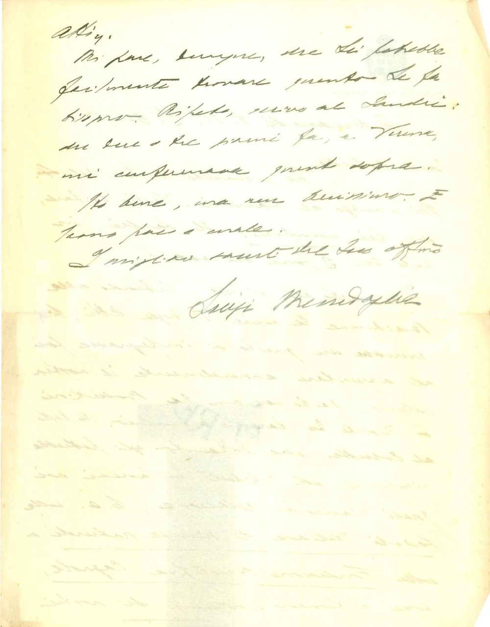 Autografo originale 1946 ARBIZZANO DI VALPOLICELLA Senatore Luigi MESSEDAGLIA Lettera AUTOGRAFA 1