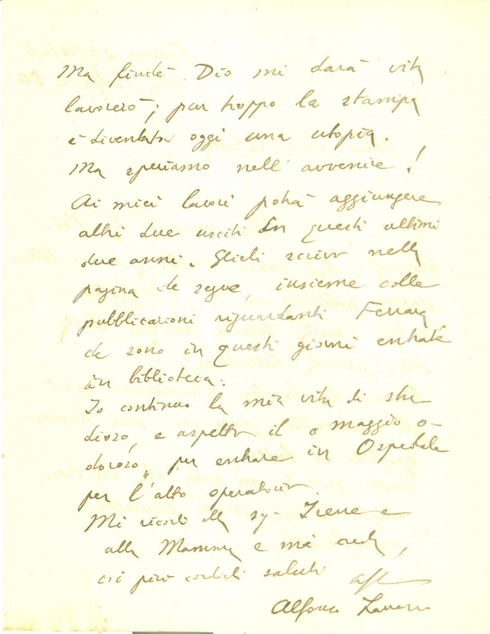 Autografo originale 1946 FERRARA Storico Alfonso LAZZARI ha perso tutto con le bombe AUTOGRAFO 1