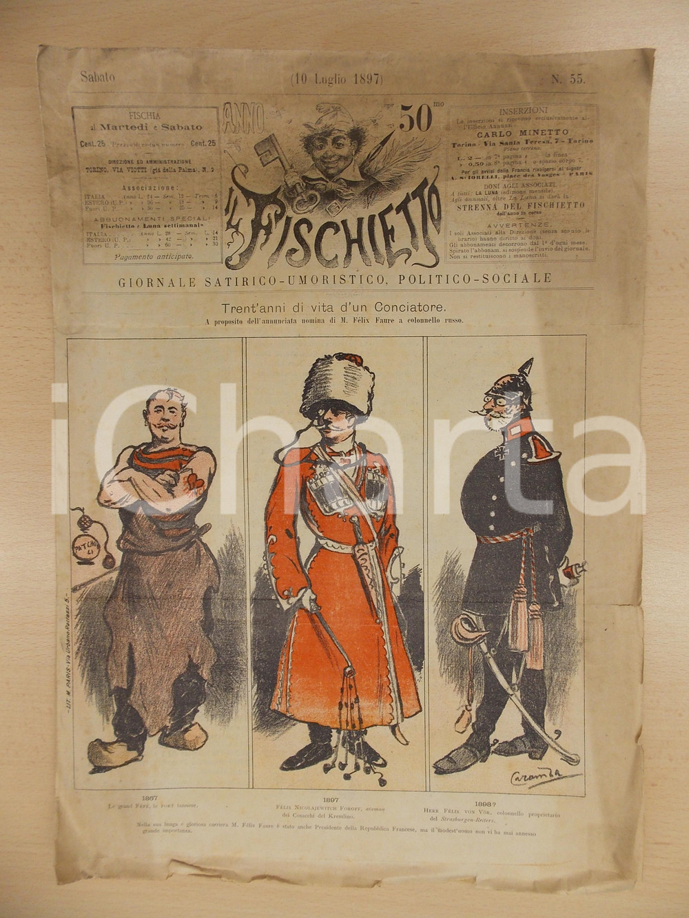 Giornale, rivista storica 1897 IL FISCHIETTO Trent anni di vita di un conciatore Felix FAURE Satirico 1