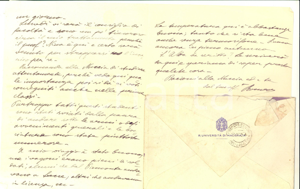Autografo originale 1939 MACERATA Romeo SOLDI e gli studenti impauriti dalla guerra AUTOGRAFO 1