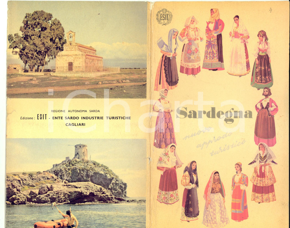 Materiale pubblicitario d’epoca 1950 ca ESIT SARDEGNA Nuovo approdo turistico Libretto ILLUSTRATO 1