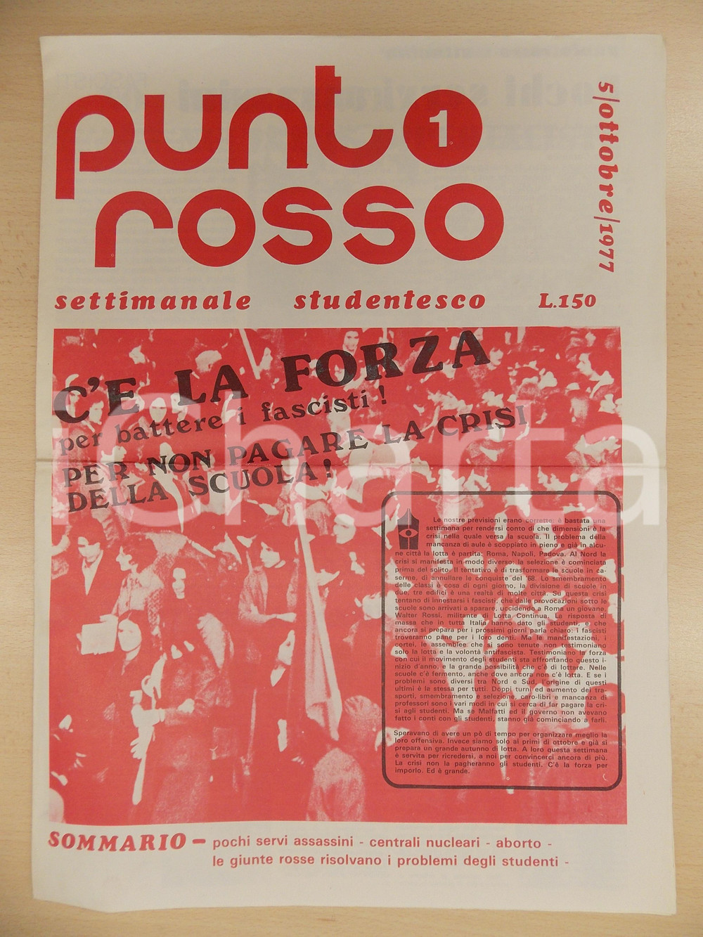 Giornale, rivista storica 1977 PUNTO ROSSO Settimanale studentesco C Ã¨ la forza per battere i fascisti 1