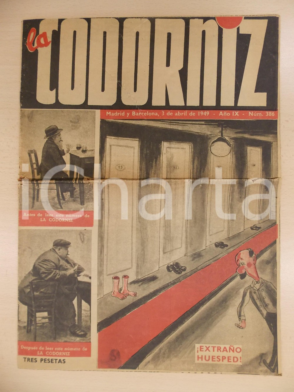 Giornale, rivista storica 1949 LA CODORNIZ Rivista umoristica spagnola ILLUSTRATA DANNEGGIATA 1