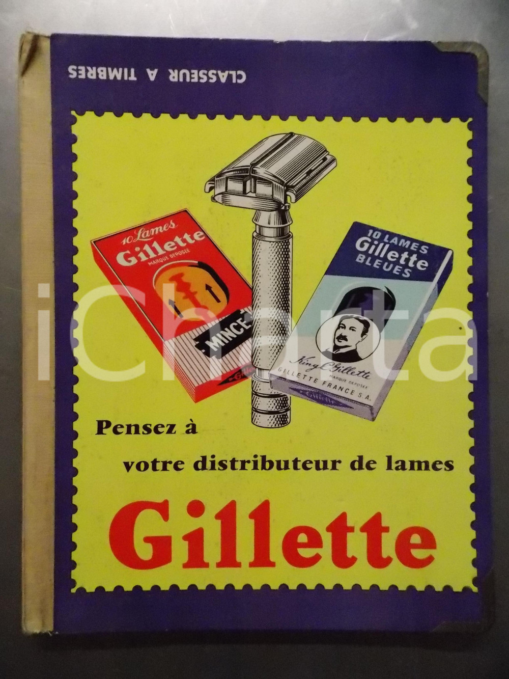 1950 ca GILLETTE Classeur à timbres Raccoglitore per francobolli ILLUSTRATO