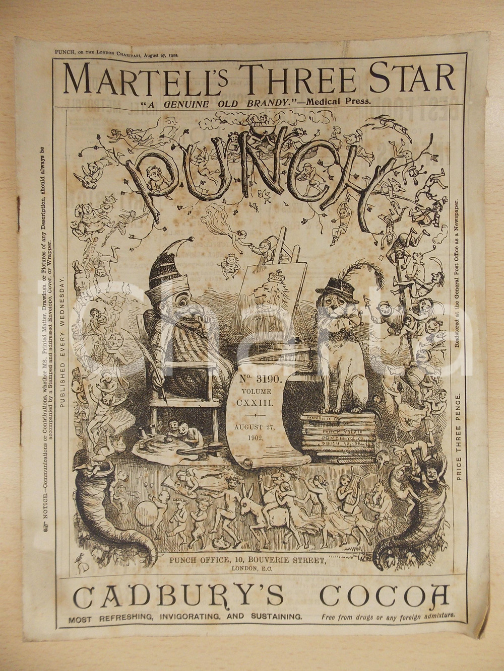 Giornale, rivista storica 1902 LONDON Rivista PUNCH n. 3190 Giornale satirico ILLUSTRATO 1