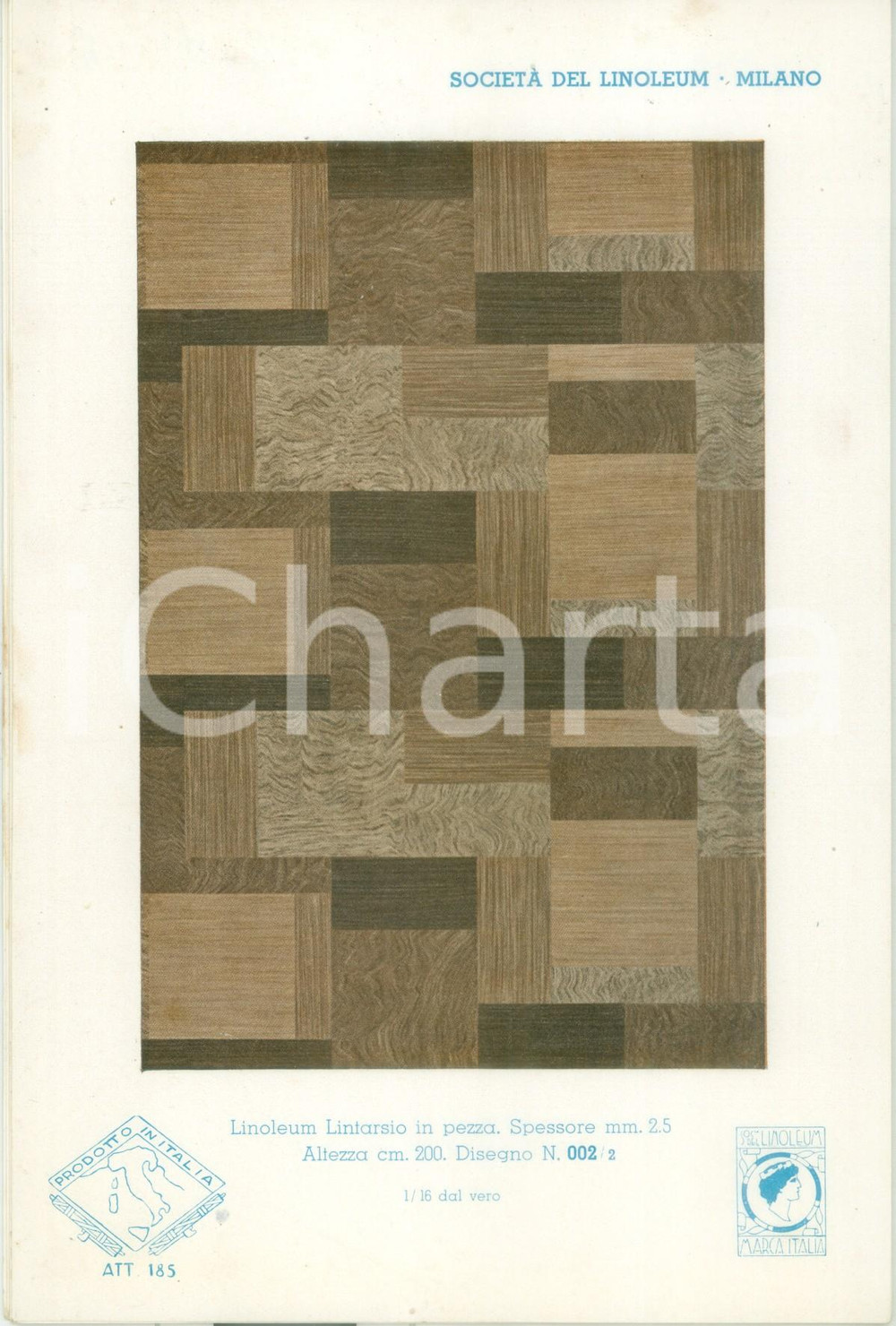 Materiale pubblicitario d’epoca 1950 ca MILANO SocietÃ  del Linoleum Lotto di 8 schede tecniche ILLUSTRATE 1