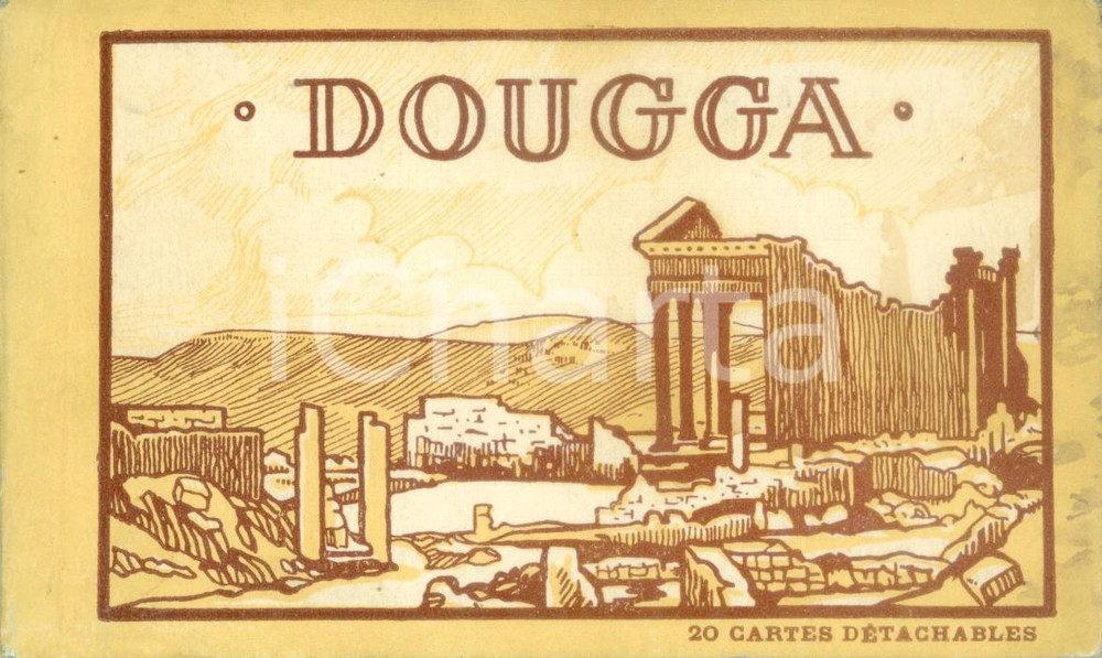 Cartolina originale da collezione 1940 ca DOUGGA / THUGGA TUNISIA Libretto con 20 cartoline Edition de luxe 1