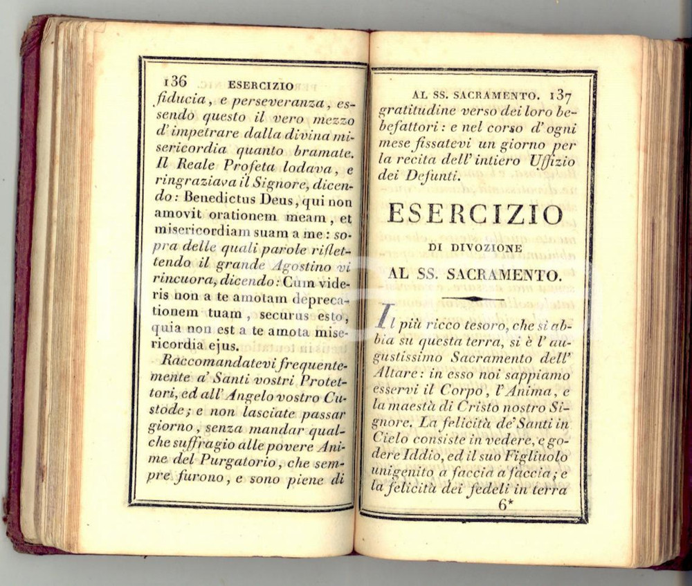 Libro, pubblicazione d epoca 1830 ca STRENNA SPIRITUALE Volume devozionale esercizi DANNEGGIATO 286 pp. 1