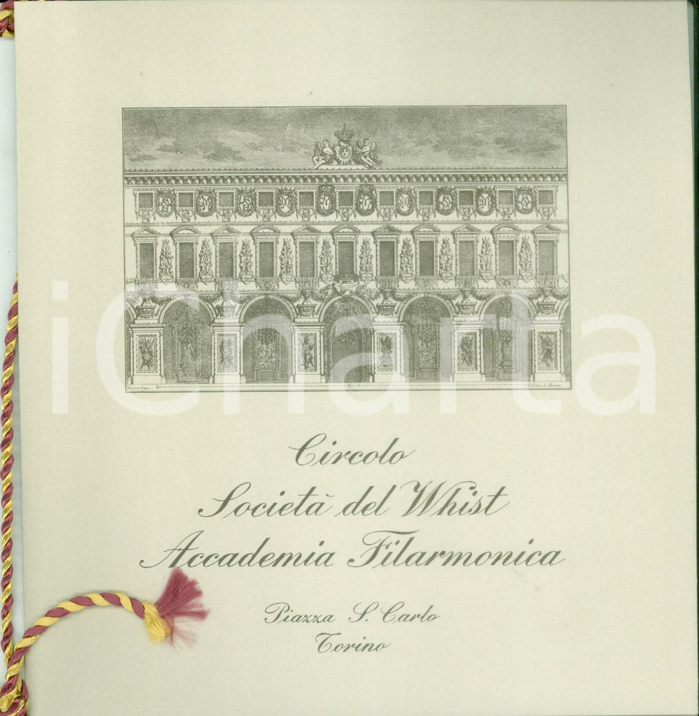 Oggetto da collezione cartaceo 1965 TORINO Circolo FILARMONICA WHIST Ambasciata di FRANCIA Calendario 1