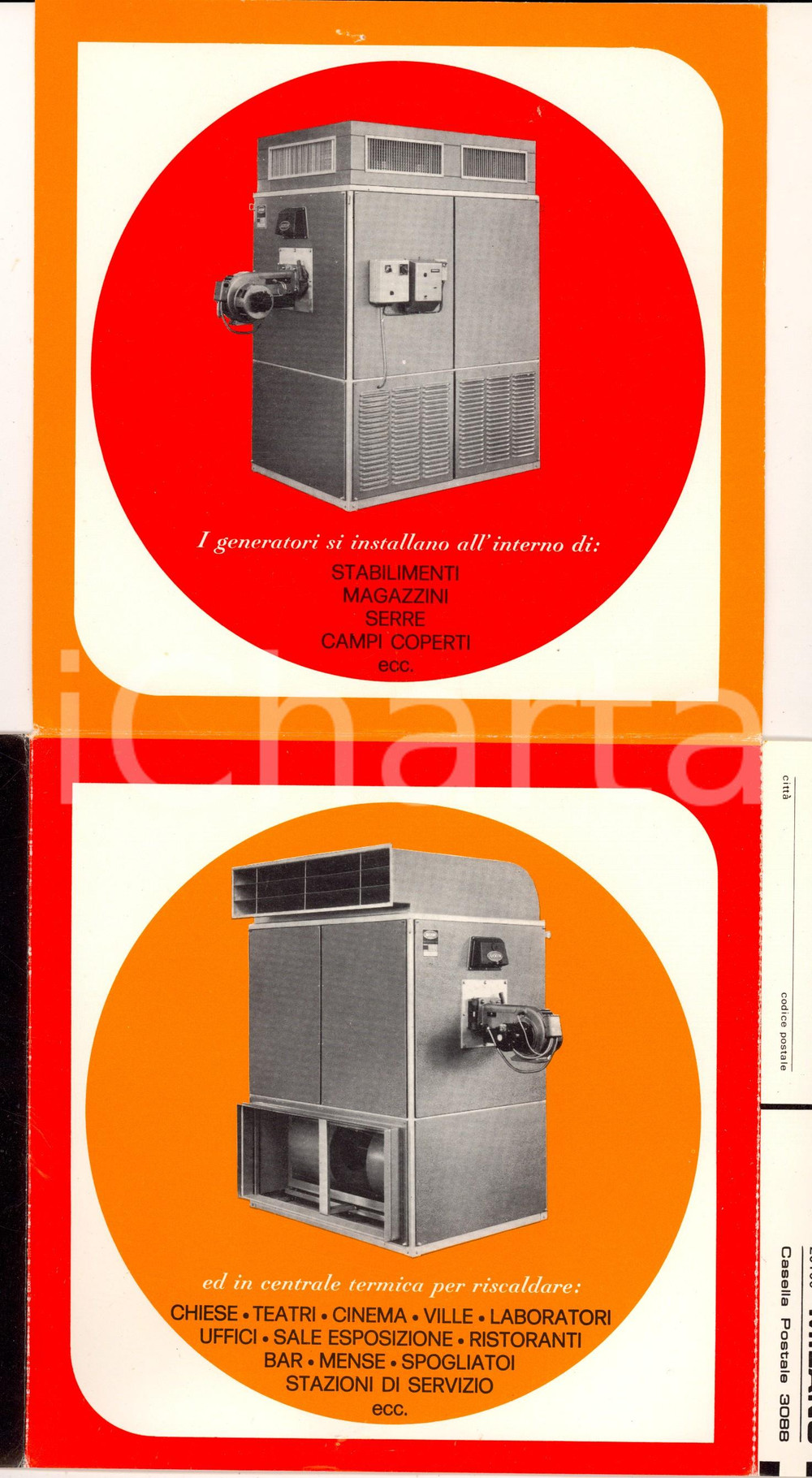 Materiale pubblicitario d’epoca 1969 MILANO Generatori d aria calda JUCKER Pubblicitario ILLUSTRATO 17x17 1
