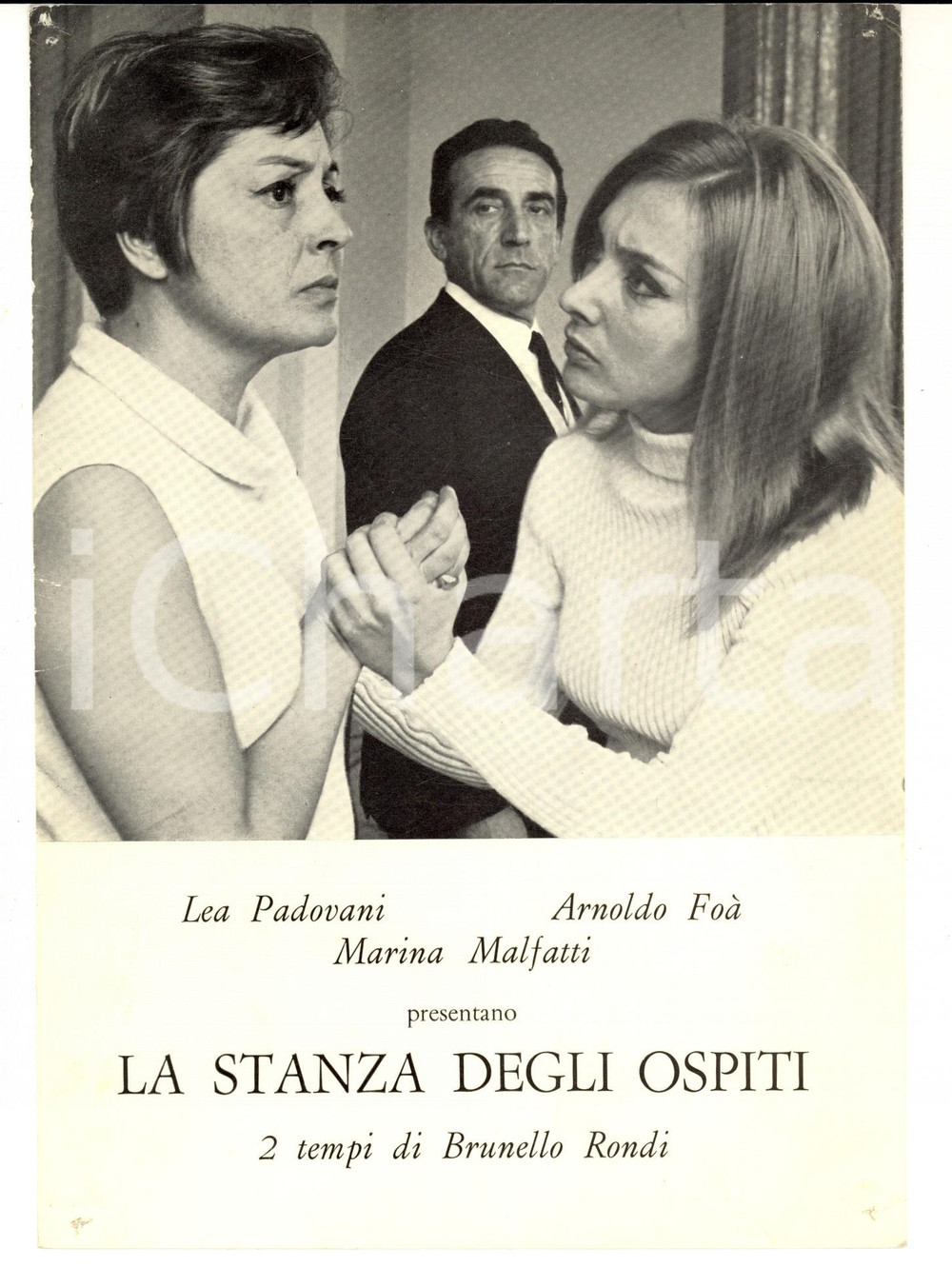 Materiale pubblicitario d’epoca 1966 TEATRO La stanza degli ospiti  Arnoldo FOA  Marina MALFATTI Pubblicitario 1