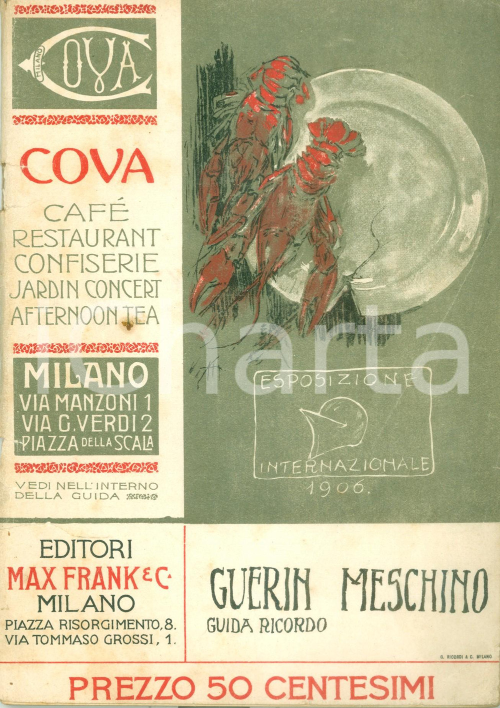 Documento originale, autentico 1906 MILANO Guida ricordo dell Esposizione GUERIN MESCHINO Pubblicazione 1
