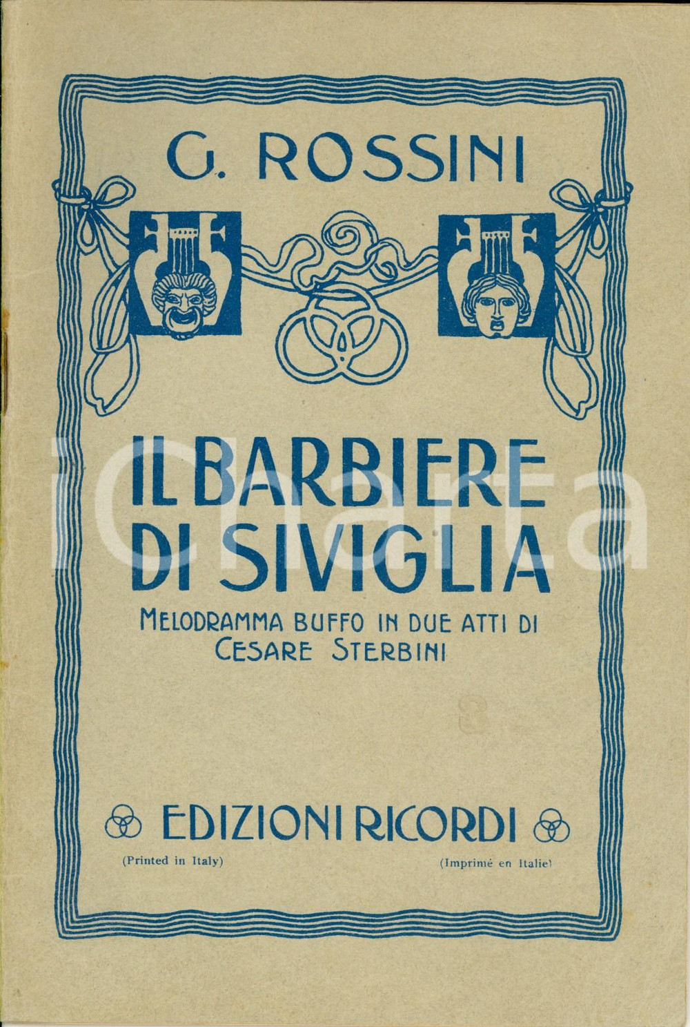Oggetto da collezione cartaceo 1933 Gioacchino ROSSINI Il barbiere di Siviglia  Melodramma buffo Ed. RICORDI 1
