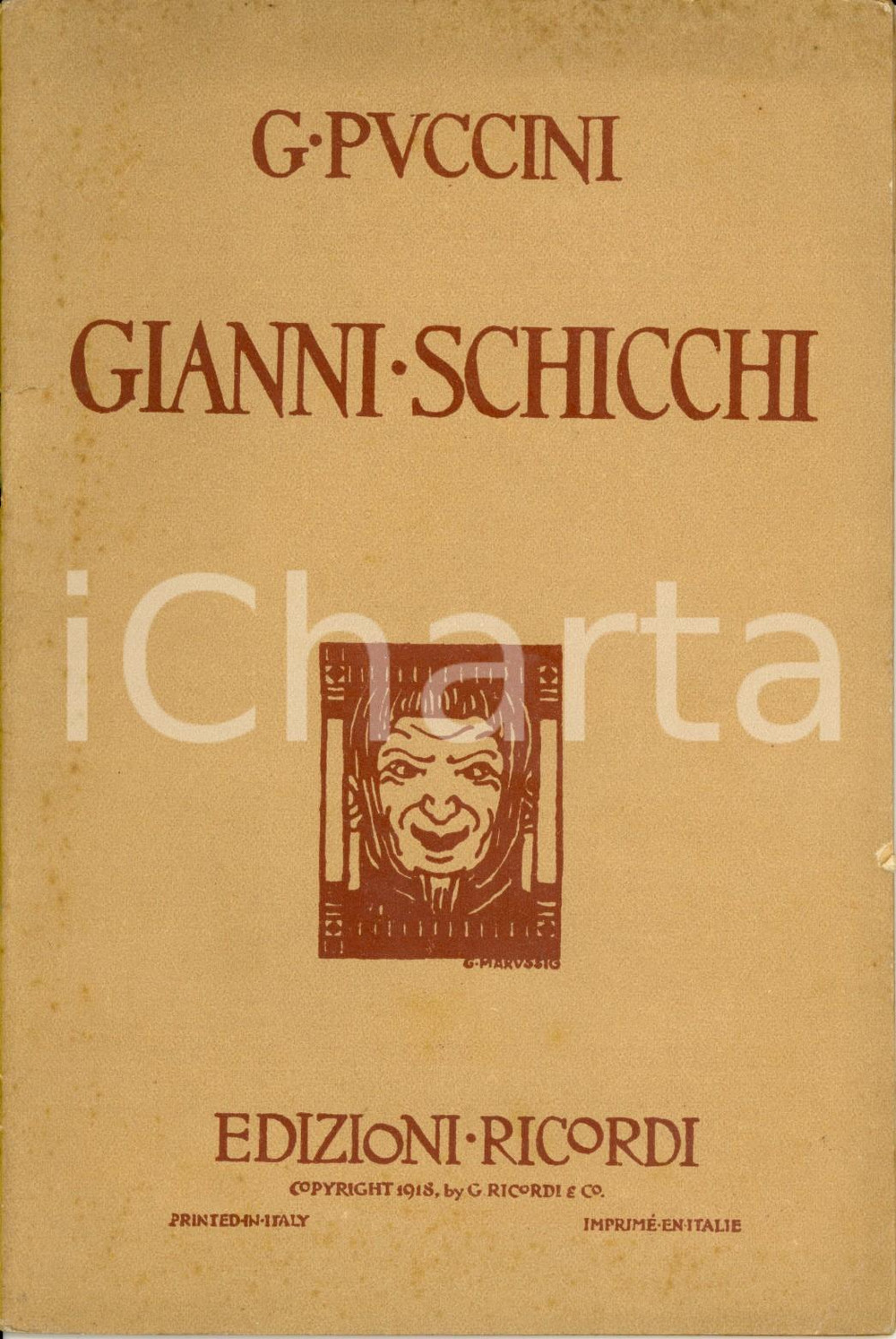 Oggetto da collezione cartaceo 1918 Giacomo PUCCINI Gianni Schicchi  Opera in 1 atto Edizioni RICORDI 1