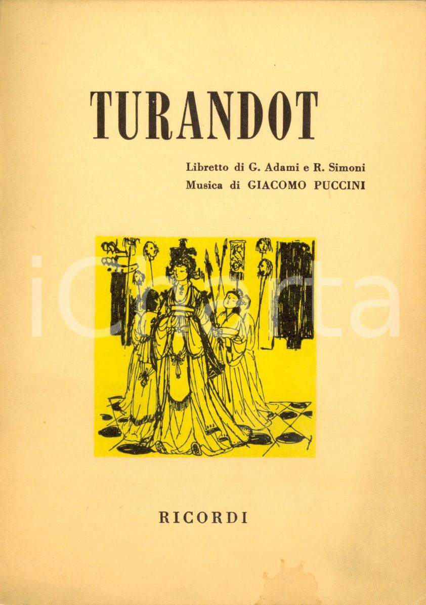 Oggetto da collezione cartaceo 1969 Giacomo PUCCINI Turandot  Dramma lirico in 3 atti Ed. RICORDI 1