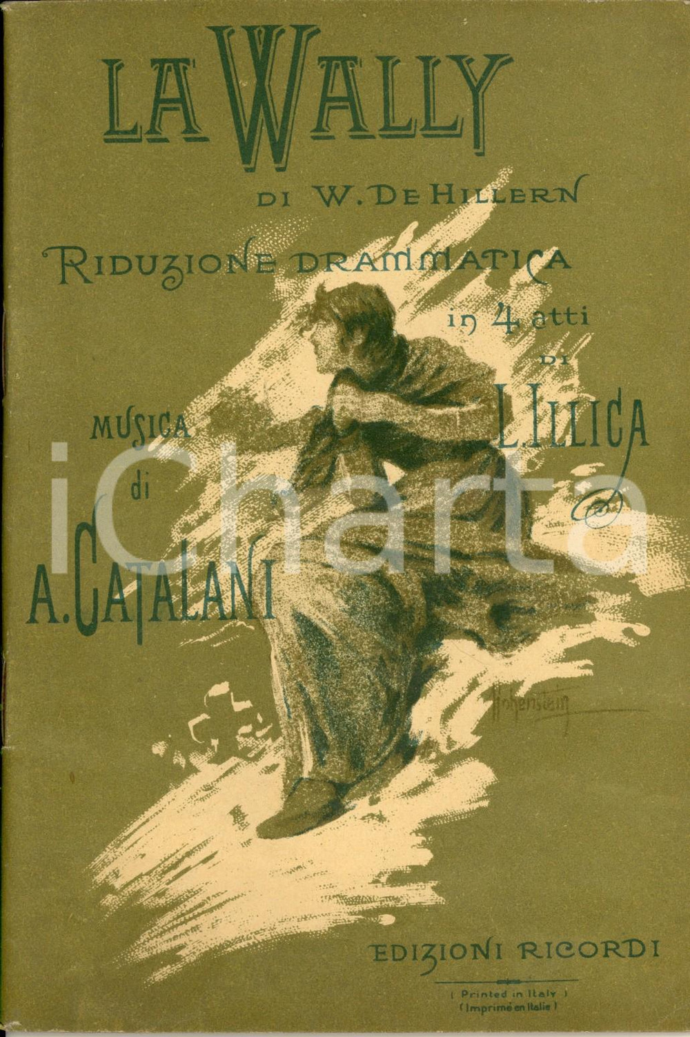 Oggetto da collezione cartaceo 1920 Alfredo CATALANI Luigi ILLICA La Wailly  Dramma Libretto RICORDI 1