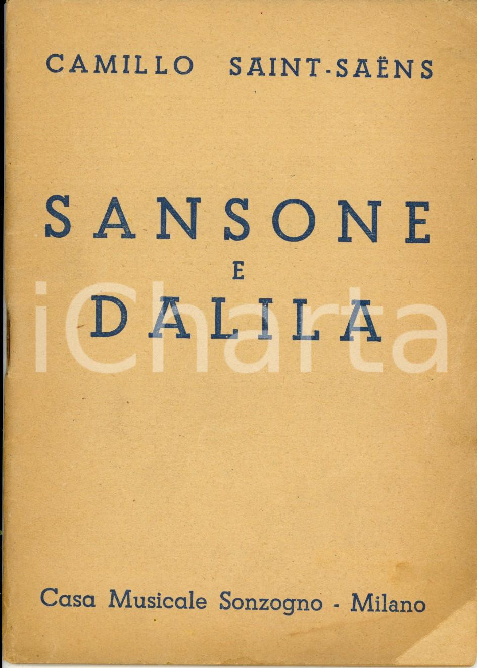 Oggetto da collezione cartaceo 1946 Camillo SAINTSAENS Ferdinando LEMAIRE Sansone e Dalila Ed. SONZOGNO 1