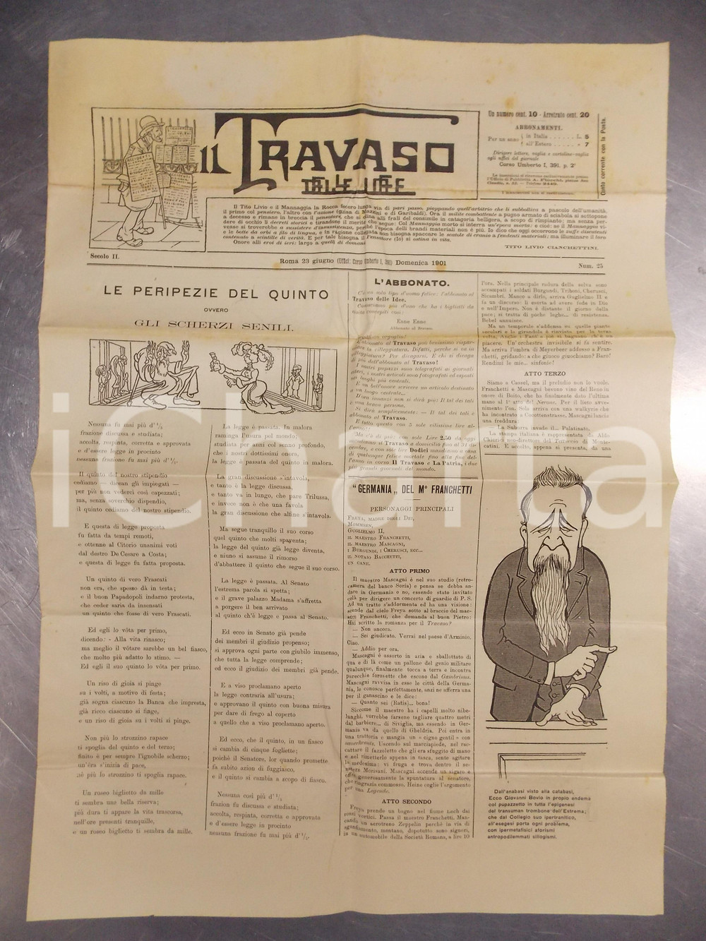 Giornale, rivista storica 1901 IL TRAVASO DELLE IDEE Giornale satirico ILLUSTRATO caricature 1