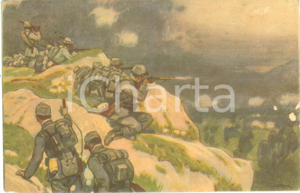 Cartolina originale da collezione 1917 PROPAGANDA WW1 I soldati combattenti Omaggio RICORDI  OTTOLINI Cartolina 1