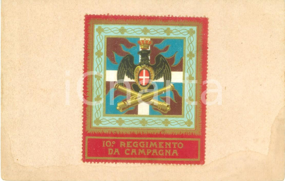 Cartolina originale da collezione 1920 ca 10Â° REGGIMENTO DA CAMPAGNA Cartoncino reggimentale 1