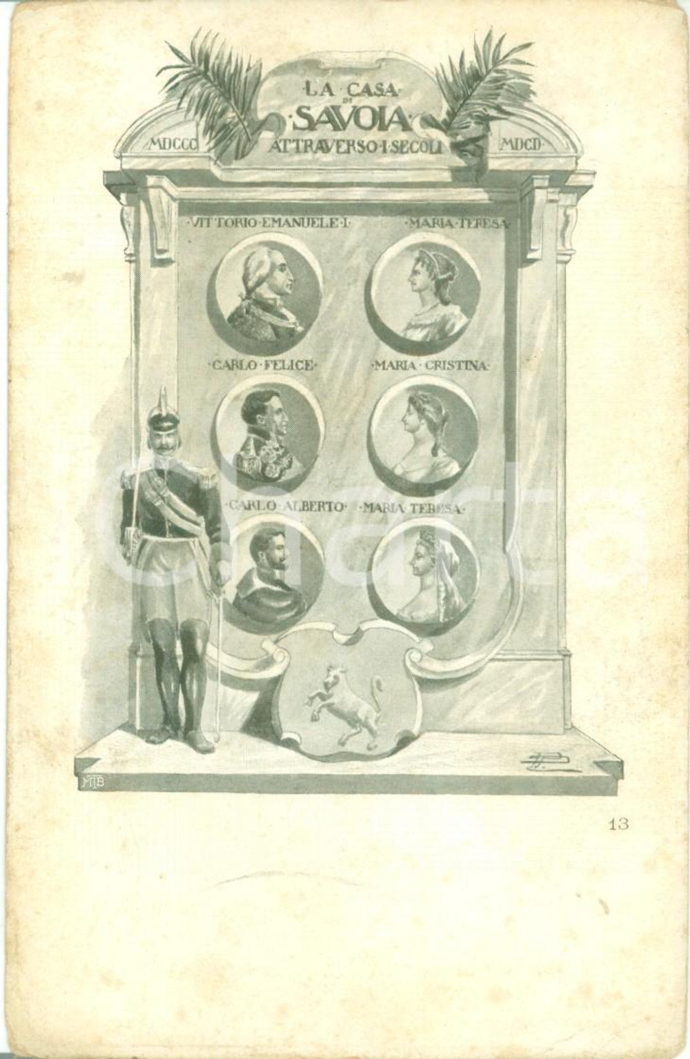 Cartolina originale da collezione 1901 CASA SAVOIA attraverso i secoli Cartolina celebrativa ILLUSTRATA FP NV 1