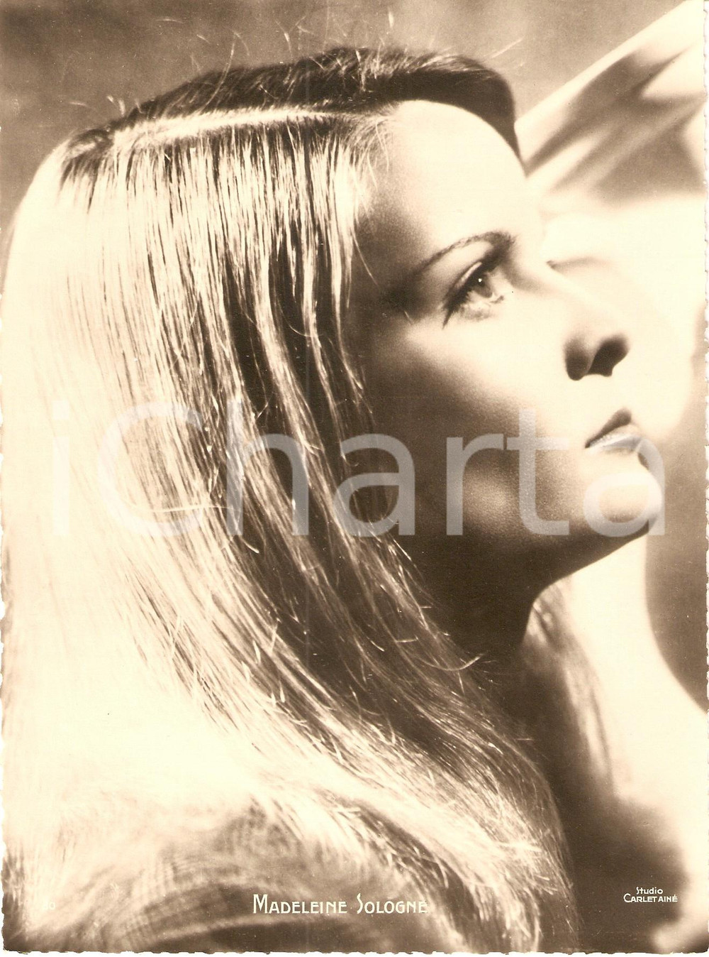 Fotografia d epoca originale 1950 ca CINEMA Actress Madeleine SOLOGNE Portrait Fotografia seriale 1