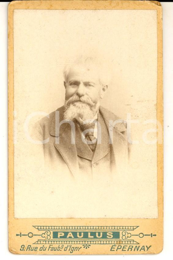Fotografia d epoca originale 1890 ca EPERNAY F Ritratto di anziano in abito scuro Fotografia PAULUS CDV 1