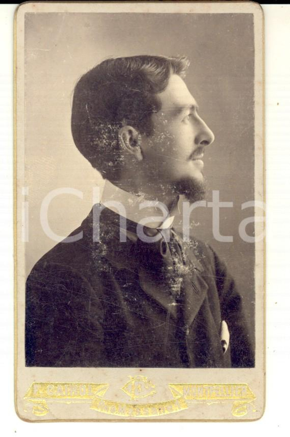 Fotografia d epoca originale 1910 ca MONTPELLIER F Ritratto di giovane intellettuale Foto F. CAIROL CDV 1