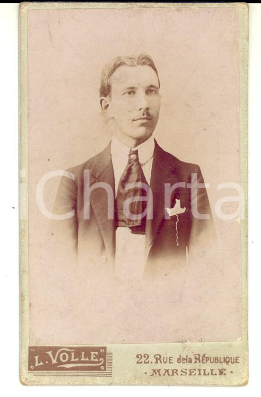 Fotografia d epoca originale 1900 ca MARSIGLIA F Ritratto di Charles NOLIN Fotografia VOLLE CDV 1