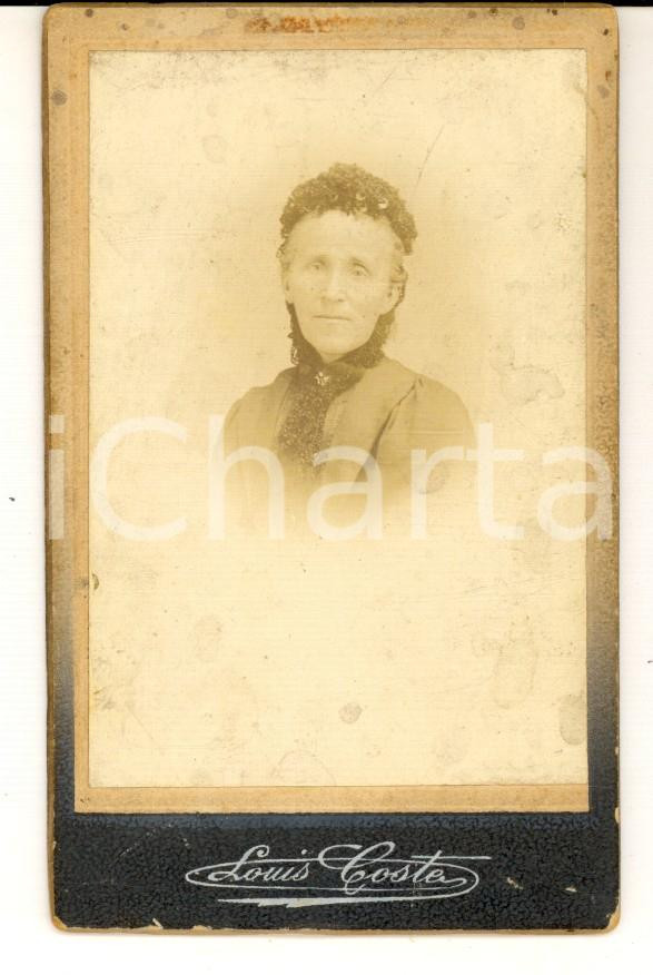Fotografia d epoca originale 1900 ca VALSLESBAINS F Ritratto di anziana donna Foto Louis COSTE CDV 1