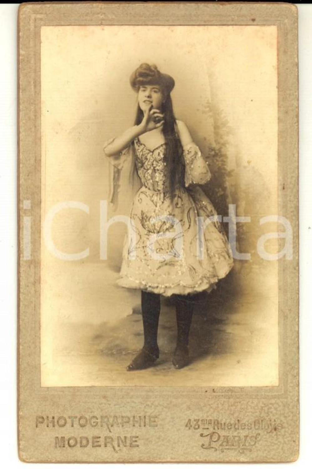 Fotografia d epoca originale 1907 PARIS Ritratto di Noemie LECOMTE in costume scenico Foto VINTAGE CDV 1