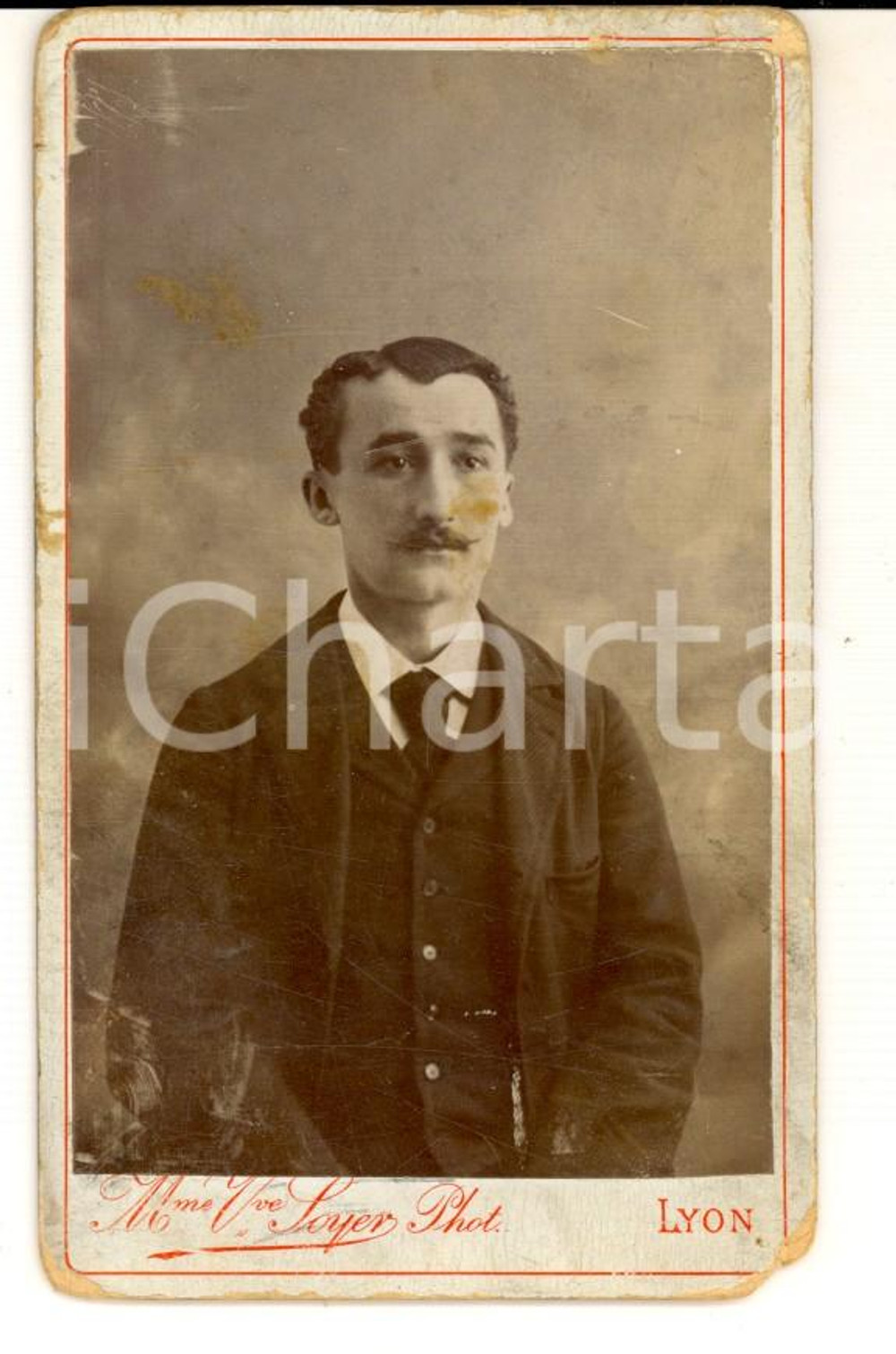 Fotografia d epoca originale 1910 ca LYON F Ritratto di LÃ©on PETITJEAN Foto Maison SOYER CDV 1