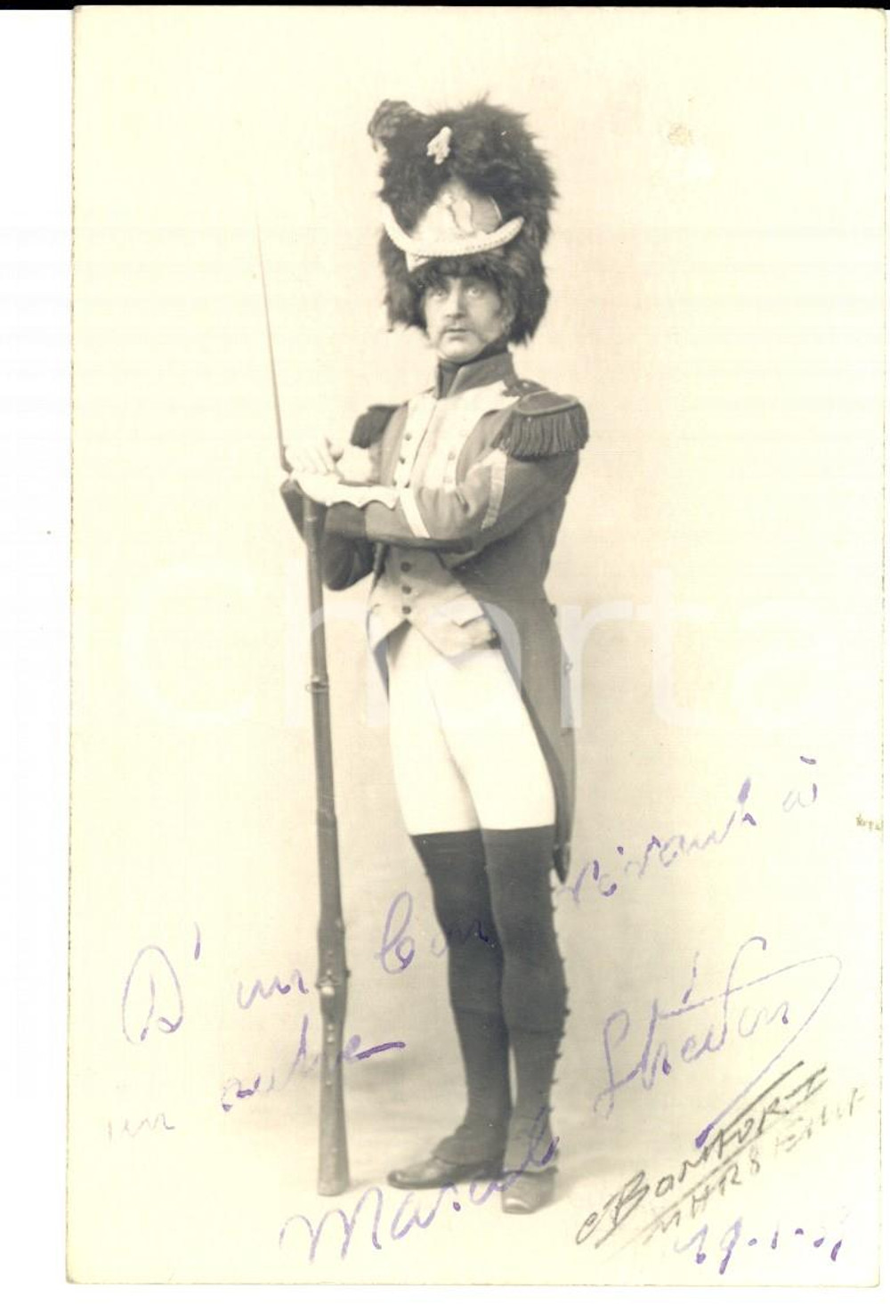 Autografo originale 1933 TEATRO Attore Marcel STREDON in costume di scena Cartolina con AUTOGRAFO 1