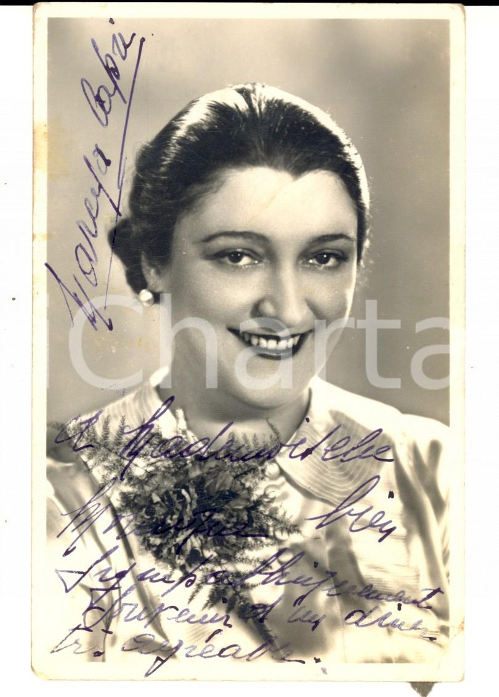 Autografo originale 1930 ca CINEMA Attrice Marcya CAPRI Fotografia con AUTOGRAFO 1