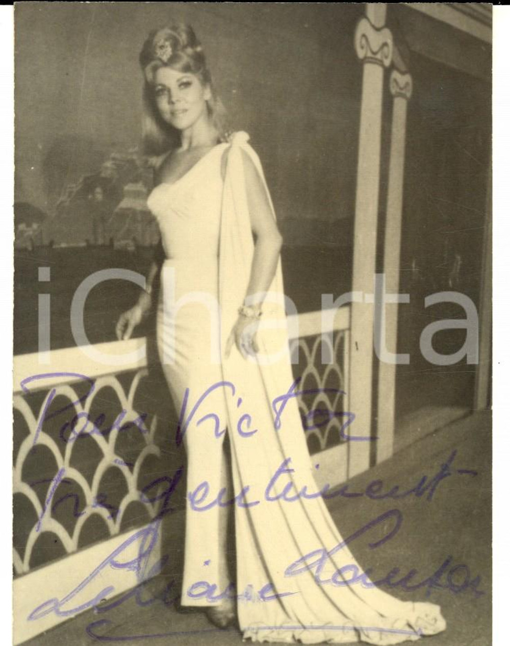 Autografo originale 1940 ca LIRICA Cantante Liliane LANSON in costume di scena Foto con AUTOGRAFO 1