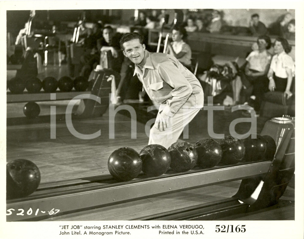 Fotografia d epoca originale 1952 JET JOB Stanley CLEMENTS gioca a bowling Foto di scena 1