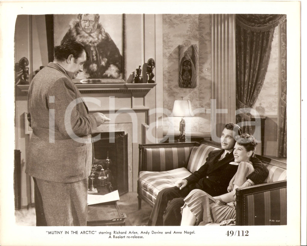 Fotografia d epoca originale 1941 MUTINY IN THE ARCTIC Richard ARLEN e Anne NAGEL sul divano Foto di scena 1