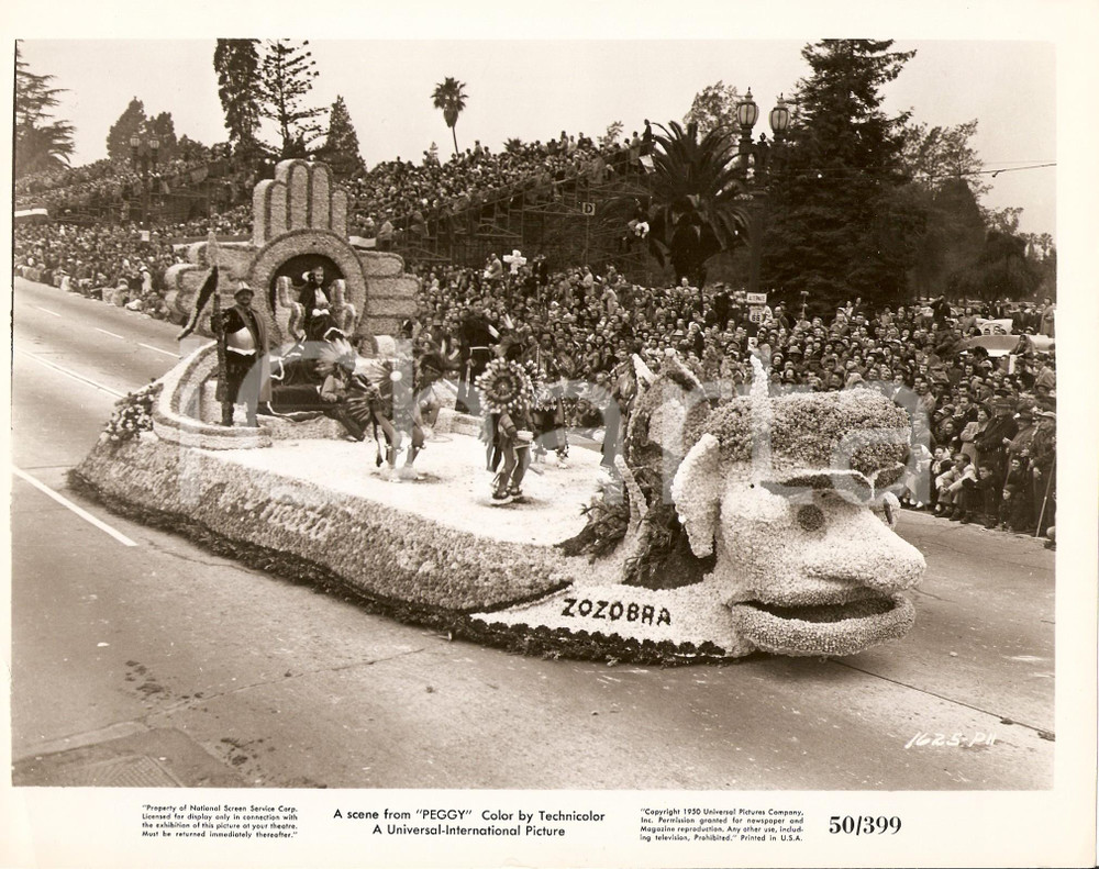 Fotografia d epoca originale 1950 PASADENA USA Rose Parade ZOZOBRA float from the movie PEGGY Foto di scena 1