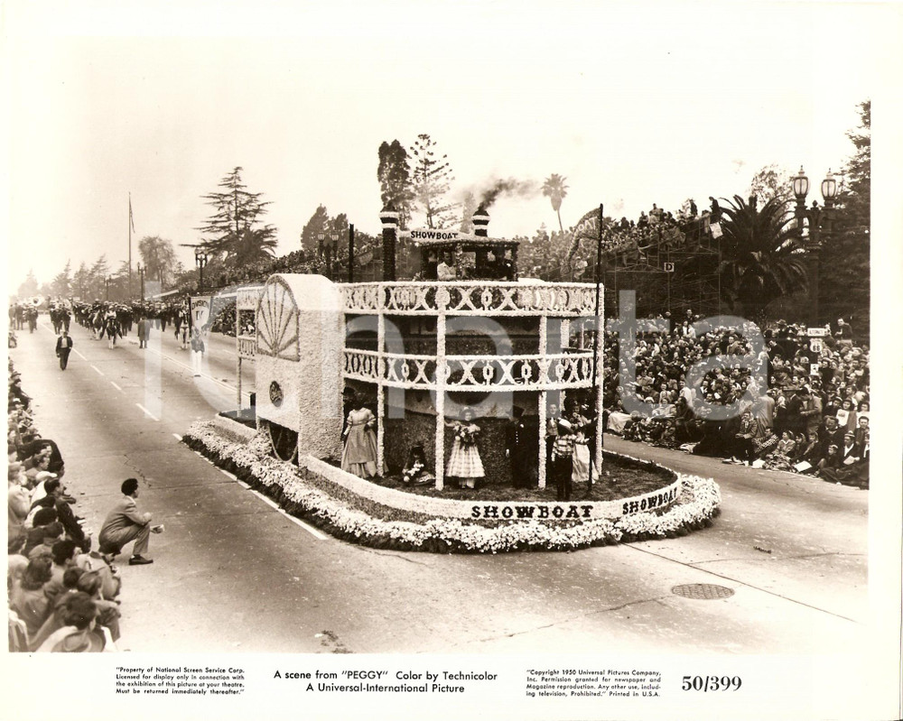 Fotografia d epoca originale 1950 PASADENA USA Rose Parade Showboat float from the movie PEGGY Foto scena 1