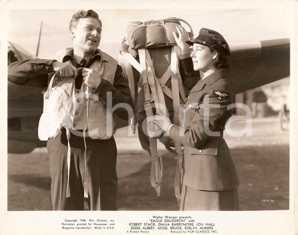 Fotografia d epoca originale 1948 EAGLE SQUADRON Eddie ALBERT indossa paracadute Foto di scena 1