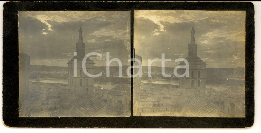 Fotografia d epoca originale 1880 ca BUDAPEST Veduta aerea con PONTE DELLE CATENE Foto stereoscopica 1